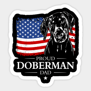 Proud Doberman Dad American Flag patriotic dog Sticker